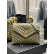 LOULOU MEDIUM IN MATELASSÉ “Y” LEATHER Gold-Tone Green High