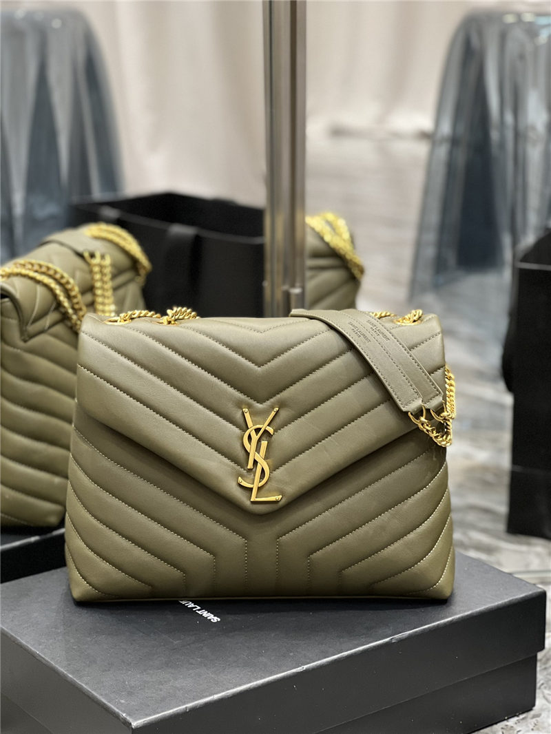 LOULOU MEDIUM IN MATELASSÉ “Y” LEATHER Gold-Tone Green High