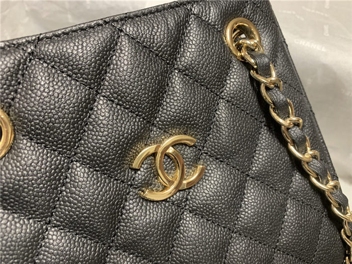 Chanel BUCKET BAG AS3176 Grained Calfskin Gold-Tone Metal Black High