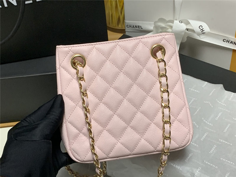 Chanel BUCKET BAG AS3176 Grained Calfskin Gold-Tone Metal Pink High