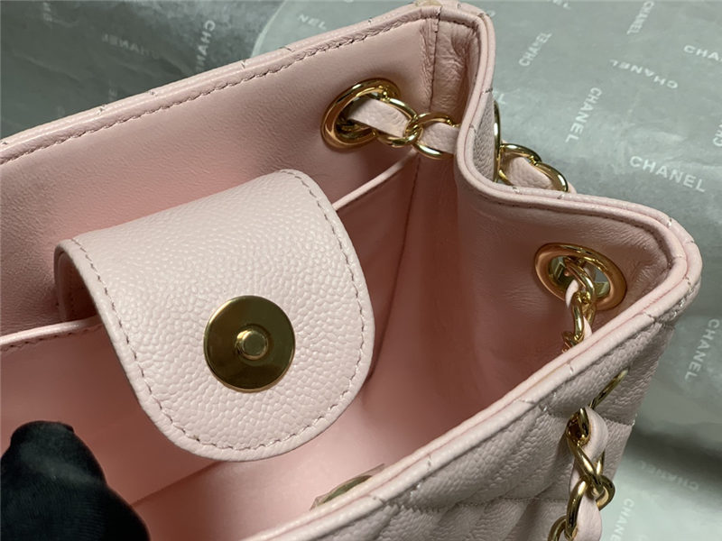 Chanel BUCKET BAG AS3176 Grained Calfskin Gold-Tone Metal Pink High