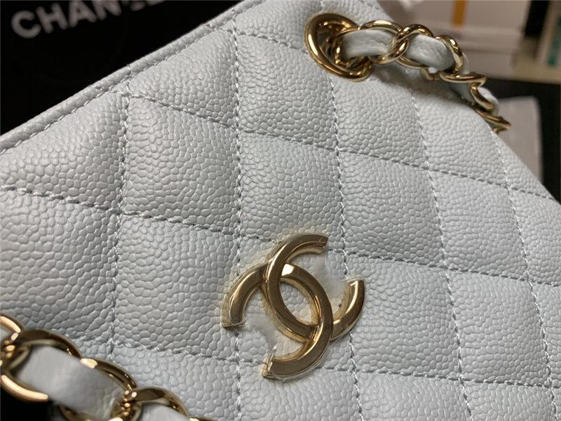 Chanel BUCKET BAG AS3176 Grained Calfskin Gold-Tone Metal Blue High