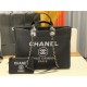 LARGE SHOPPING BAG Mixed Fibers & Silver-Tone Metal Black High