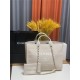 LARGE SHOPPING BAG Mixed Fibers & Silver-Tone Metal White High