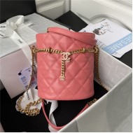 Chanel BUCKET BAG AS3116 Lambskin Enamel & Gold-Tone Metal Coral A