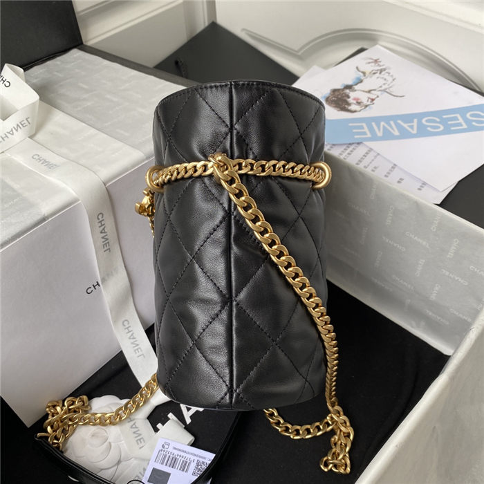 Chanel BUCKET BAG AS3116 Lambskin Enamel & Gold-Tone Metal Black A