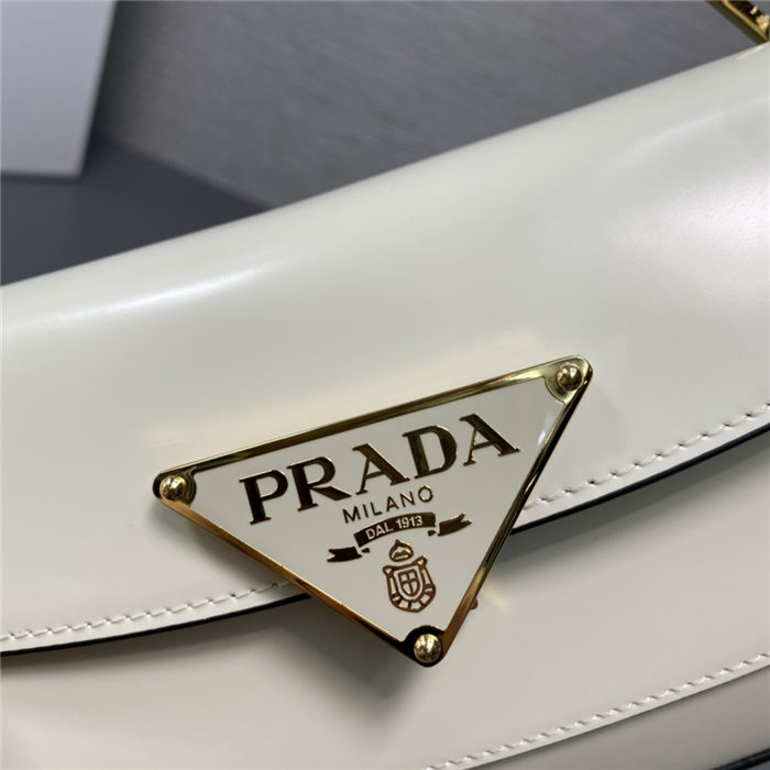 Prada Brushed leather shoulder bag 1BD345 White High