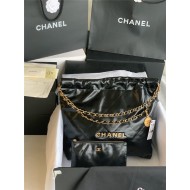 Chanel 22 MEDIUM HANDBAG Shiny Calfskin & Gold-Tone Metal AS3261 Black High