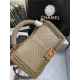 BOY Chanel FLAP BAG WITH HANDLE Python & Gold Metal High