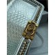 BOY Chanel FLAP BAG WITH HANDLE Python & Gold Metal High