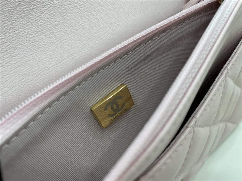 Chanel Wallet on Chain Lambskin Imitation Pearls & Gold-Tone Metal Pink High