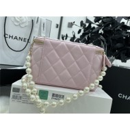 Chanel VANITY WITH CHAIN Lambskin Imitation Pearls & Gold-Tone Metal Pink High