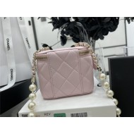 Chanel SMALL VANITY WITH CHAIN Lambskin Imitation Pearls & Gold-Tone Metal Pink High