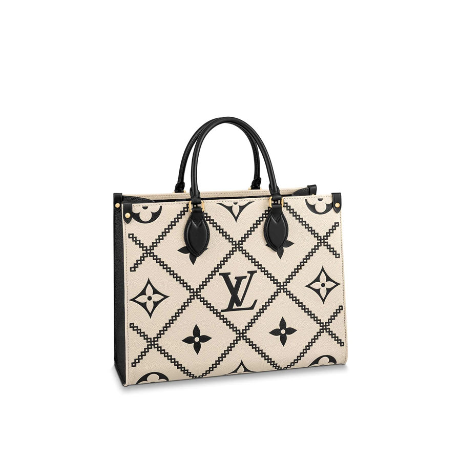 Louis Vuitton ONTHEGO MM Embroidered embossed supple grained cowhide leather M46016 High