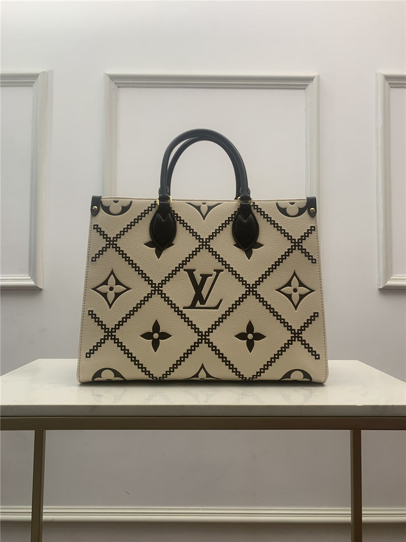 Louis Vuitton ONTHEGO MM Embroidered embossed supple grained cowhide leather M46016 High