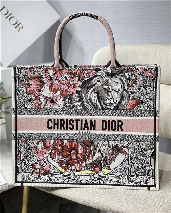 LARGE Dior BOOK TOTE La Force Embroidery Multicolor High