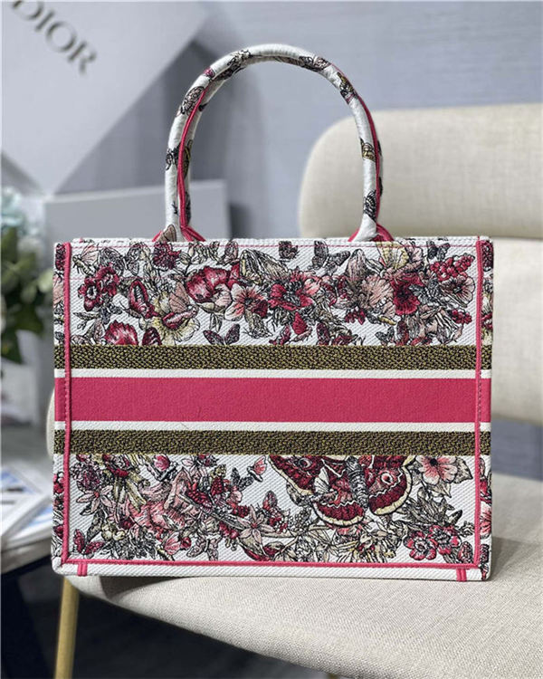 MEDIUM Dior BOOK TOTE Embroidery Butterfly High