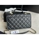 Chanel FLAP BAG WITH TOP HANDLE Grained Calfskin & Gold-Tone Metal AS3653 Black A