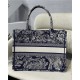 MEDIUM Dior BOOK TOTE Toile de Jouy Embroidery Blue High