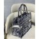 MEDIUM Dior BOOK TOTE Toile de Jouy Embroidery Blue High