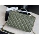 Chanel FLAP BAG WITH TOP HANDLE Grained Calfskin & Gold-Tone Metal AS3653 Green A