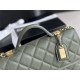 Chanel FLAP BAG WITH TOP HANDLE Grained Calfskin & Gold-Tone Metal AS3653 Green A