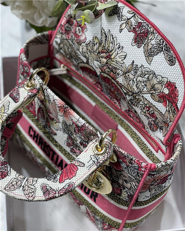 MEDIUM LADY D-LITE BAG Embroidery Butterfly High