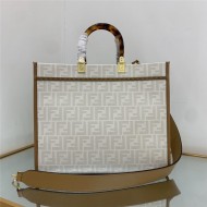 MEDIUM Fendi SUNSHINE FF glazed fabric shopper with inlay High