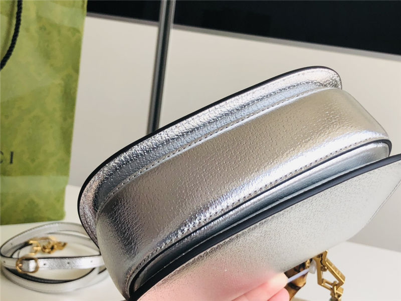 Gucci Bamboo 1947 mini top handle bag Silver Leather 686864 High