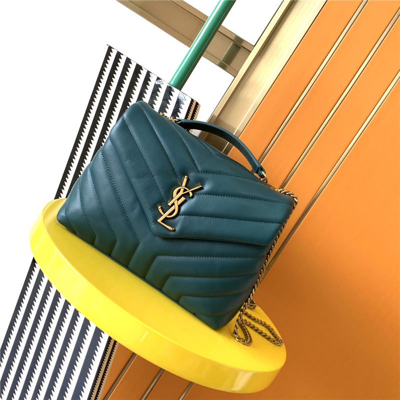 LOULOU SMALL IN MATELASSÉ “Y” LEATHER Gold-Tone SEA TURQUOISE High