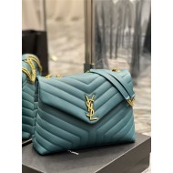 LOULOU MEDIUM IN MATELASSÉ “Y” LEATHER Gold-Tone SEA TURQUOISE High