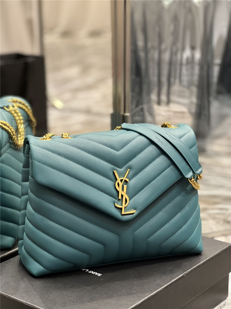 LOULOU MEDIUM IN MATELASSÉ “Y” LEATHER Gold-Tone SEA TURQUOISE High