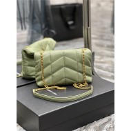 LOULOU PUFFER MINI BAG IN QUILTED LAMBSKIN Gold-Tone PISTACHE High