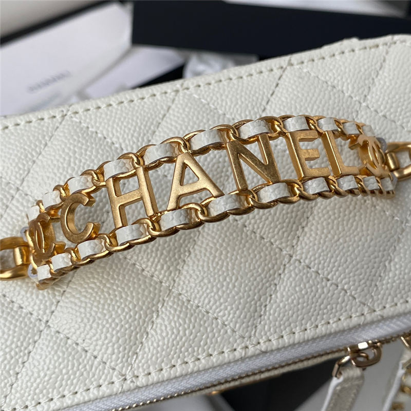 Chanel VANITY WITH CHAIN AP2805 Grained Calfskin & Gold-Tone Metal White A