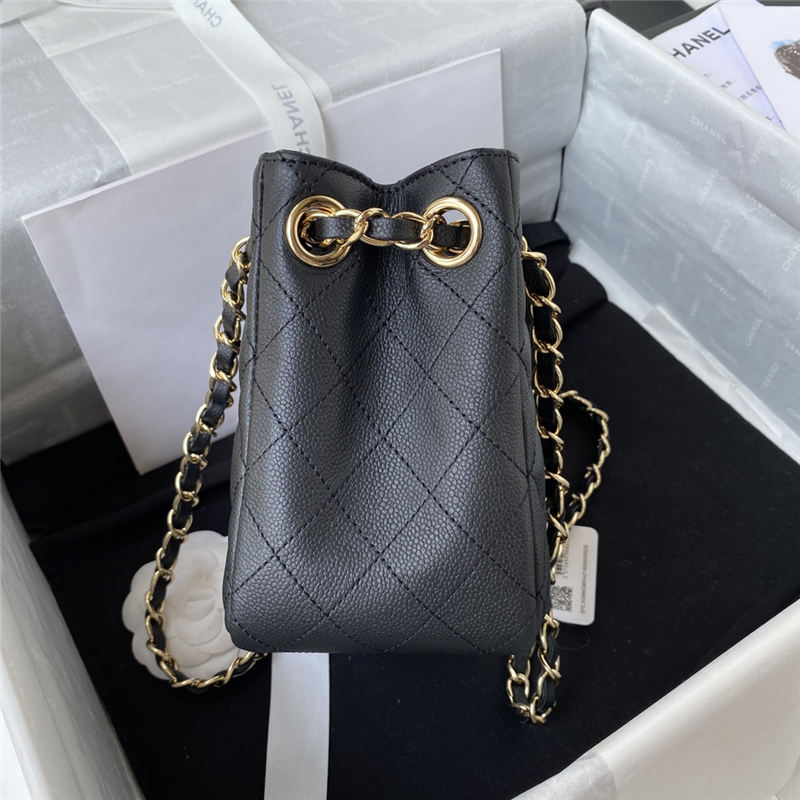 Chanel BUCKET BAG AS3176 Grained Calfskin Gold-Tone Metal Black A