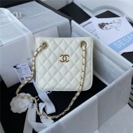 Chanel BUCKET BAG AS3176 Grained Calfskin Gold-Tone Metal White A