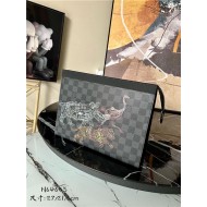 Louis Vuitton POCHETTE VOYAGE MM Damier Graphite Stamps coated canvas N64605 High