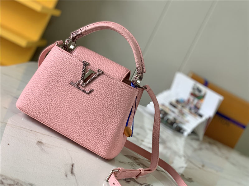 Louis Vuitton CAPUCINES MINI Taurillon/Lizard Pink M94048 High