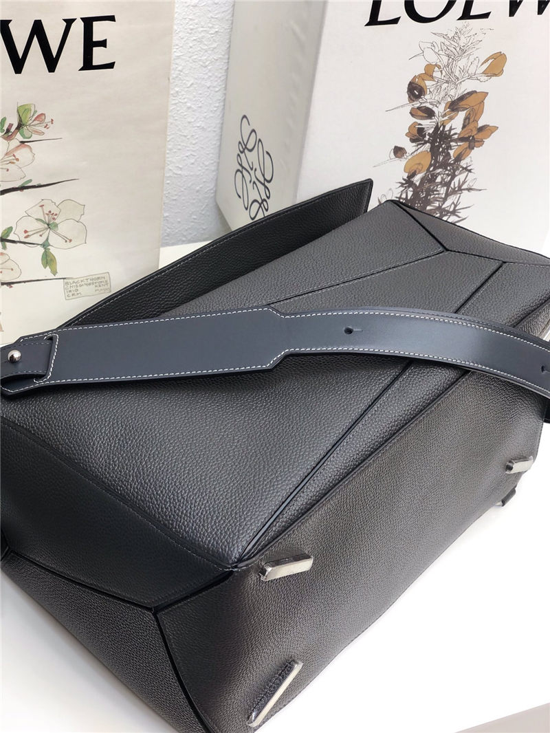 Large Puzzle bag in grained calfskin Dark Grey High