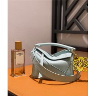 Mini Puzzle bag in satin calfskin Aquamarine High