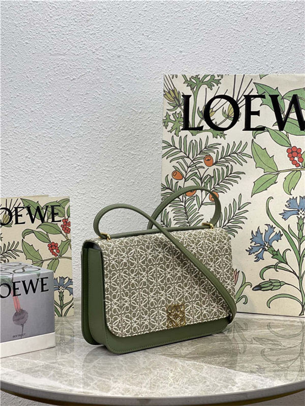 Goya bag in Anagram jacquard and calfskin Green High