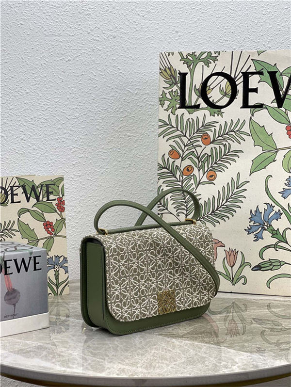 Small Goya bag in Anagram jacquard and calfskin Green High