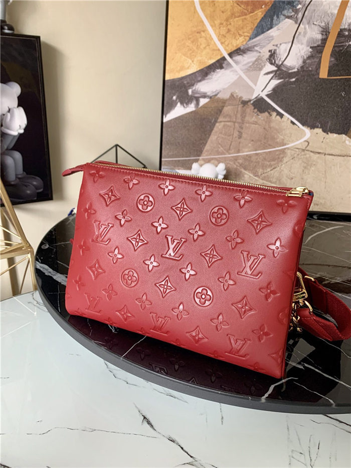 Louis Vuitton COUSSIN PM Monogram-embossed puffy lambskin Red M57790 High