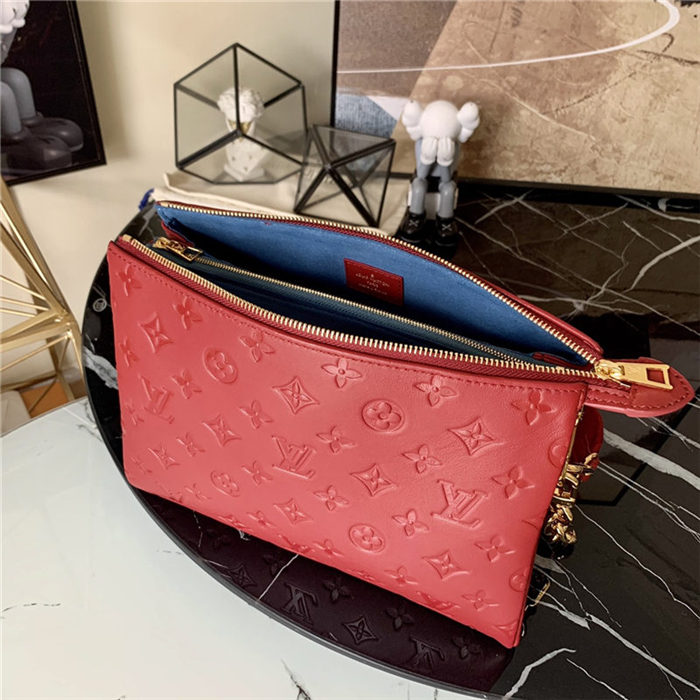 Louis Vuitton COUSSIN PM Monogram-embossed puffy lambskin Red M57790 High