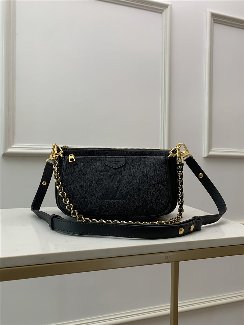 Louis Vuitton MULTI POCHETTE ACCESSOIRES Embossed supple grained cowhide leather M80339 Black High