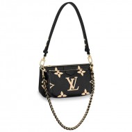 Louis Vuitton MULTI POCHETTE ACCESSOIRES Embossed supple grained cowhide leather M45777 Black/Cream High