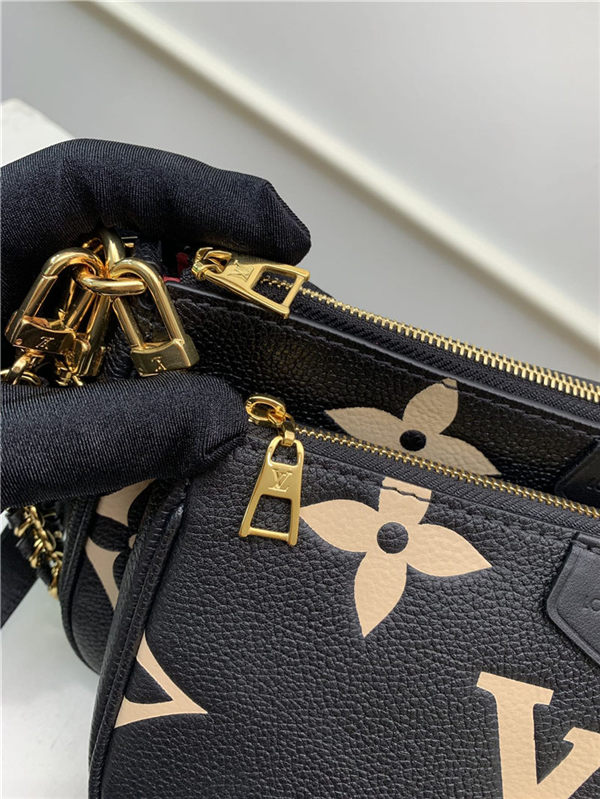 Louis Vuitton MULTI POCHETTE ACCESSOIRES Embossed supple grained cowhide leather M45777 Black/Cream High