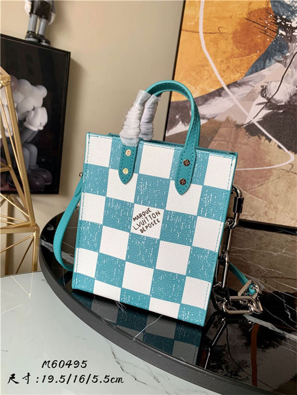 Louis Vuitton SAC PLAT XS Cowhide leather Teal N60495 High