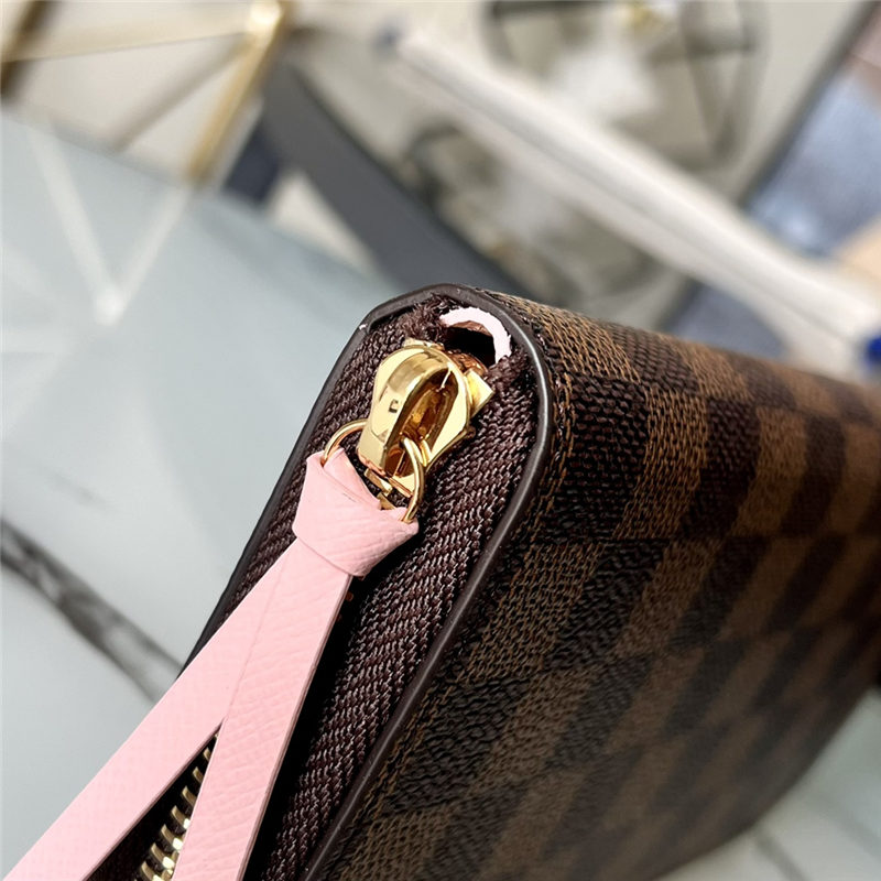 Louis Vuitton CLÉMENCE WALLET Damier Ebene N41626 Pink inside High