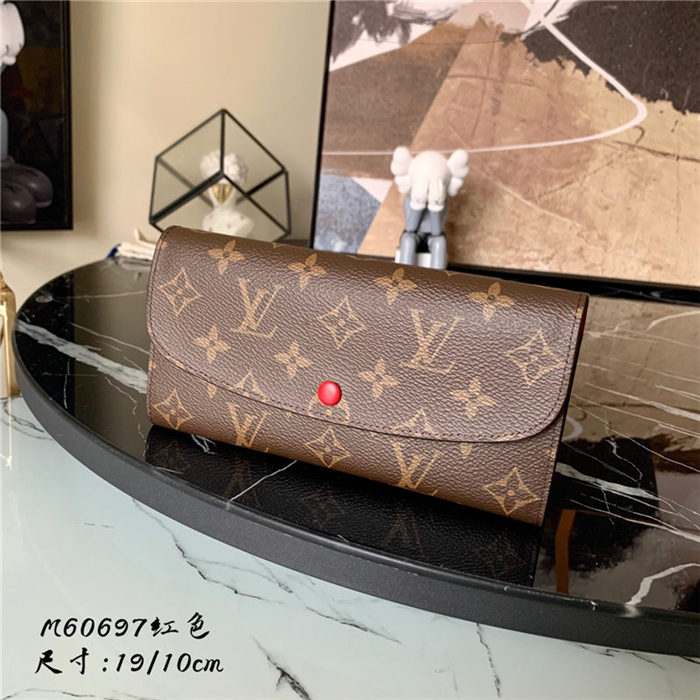 Louis Vuitton EMILIE Wallet Monogram Canvas Red High